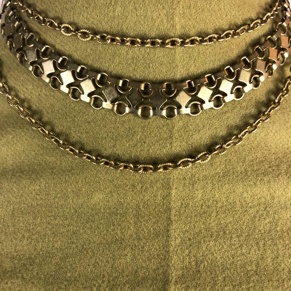 Vintage Cora-Stamped 15”-18”  3 Link Necklace